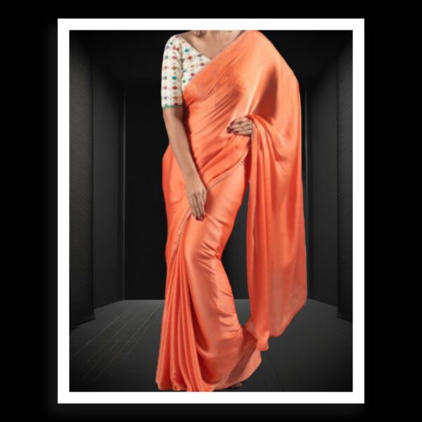 Pastel Orange Plain Saree Hand Dyed Pure Modal Silk