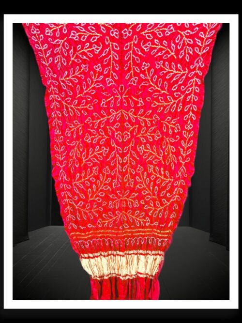 Red Ambadal Bandhani Dupatta Pure Gaji Silk