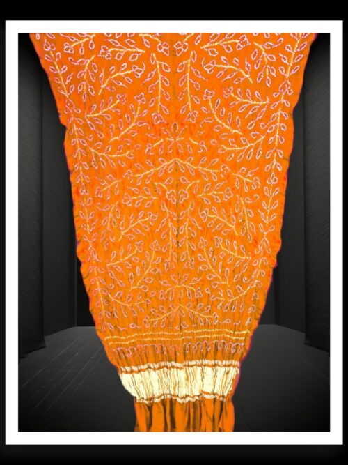 Orange Gold Ambadal Bandhani Dupatta Pure Gaji Silk
