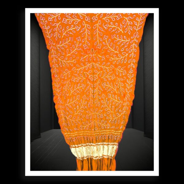 Orange Gold Ambadal Bandhani Dupatta Pure Gaji Silk