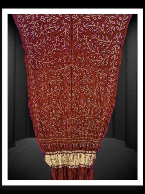 Dark Brown Ambadal Bandhani Dupatta Pure Gaji Silk