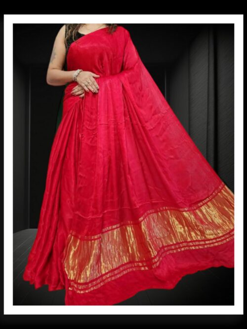 Red Plain Saree Pure Modal Silk