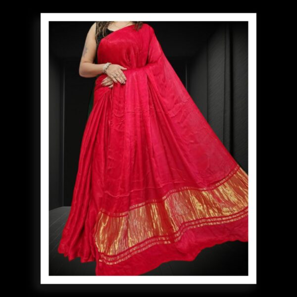 Red Plain Saree Pure Modal Silk