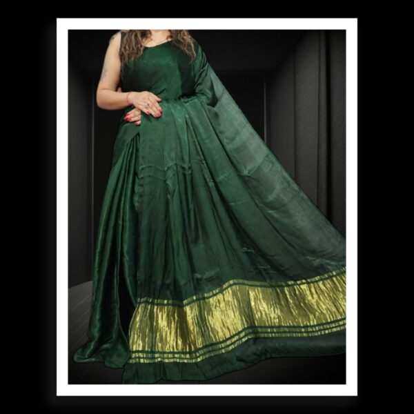 Green Plain Saree Pure Modal Silk