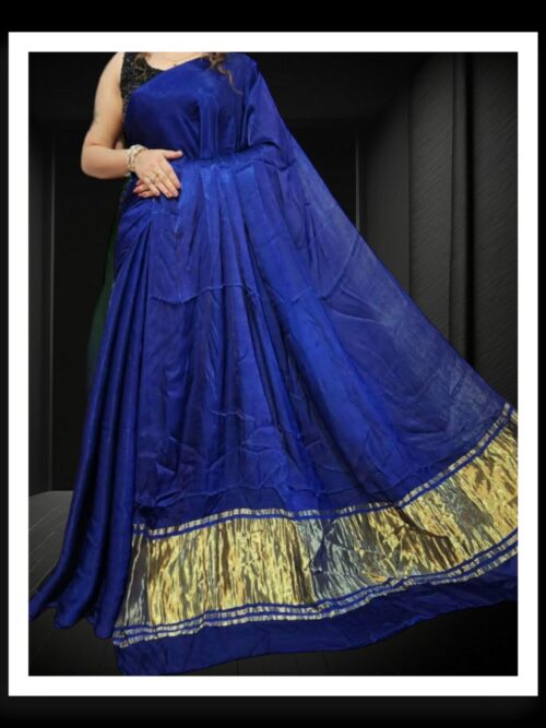 Navy Blue Plain Saree Pure Modal Silk