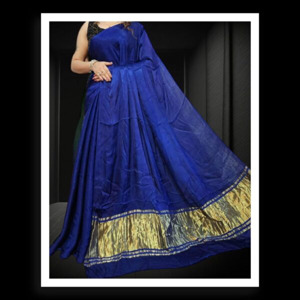 Navy Blue Plain Saree Pure Modal Silk