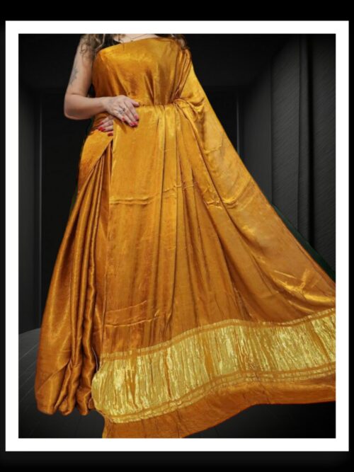 Golden Yellow Plain Saree Pure Modal Silk