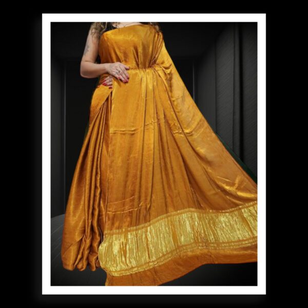 Golden Yellow Plain Saree Pure Modal Silk