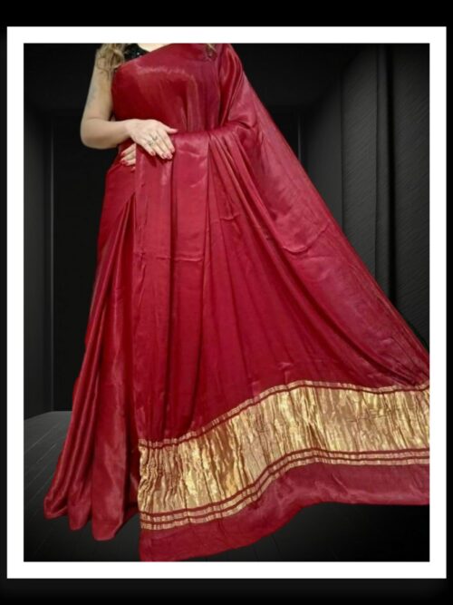 Maroon Plain Saree Pure Modal Silk