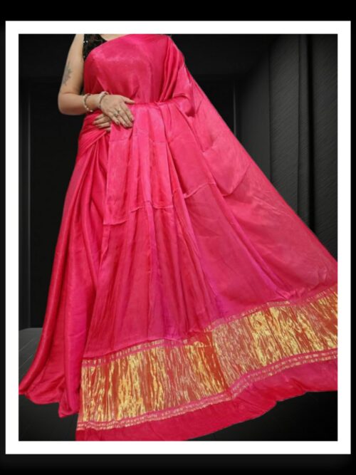 Rani Pink Plain Saree Pure Modal Silk