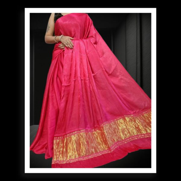 Rani Pink Plain Saree Pure Modal Silk