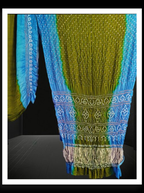 Khaki Sky Shaded Bandhani Saree Pure GajiSilk Lagdi Palav