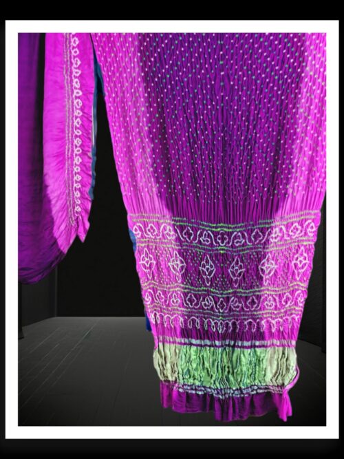 Pink Magenta Shaded Bandhani Saree Pure GajiSilk Lagdi Palav