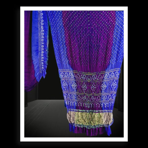 Blue Purple Shaded Bandhani Saree Pure GajiSilk Lagdi Palav