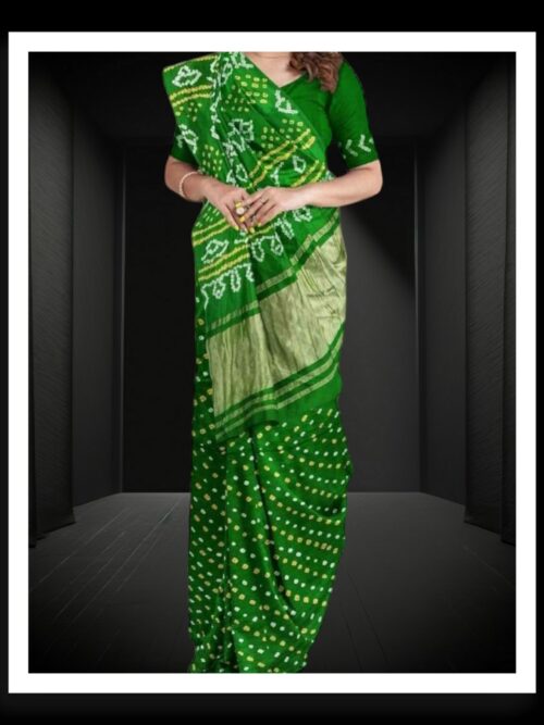 Wedding Green Pure GajiSilk Bandhani Saree