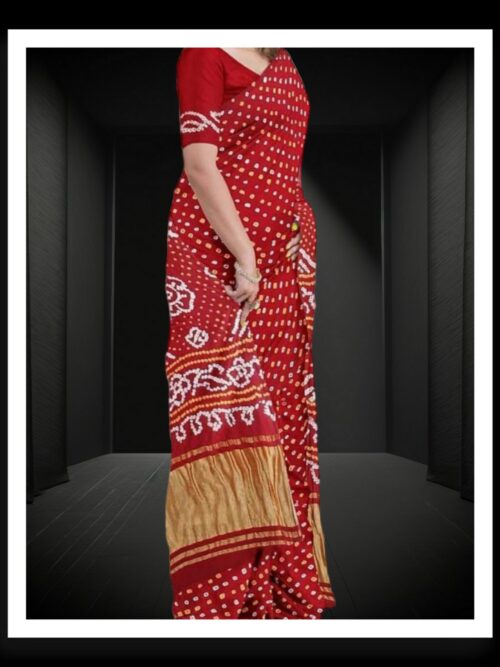 Wedding Red Pure GajiSilk Bandhani Saree