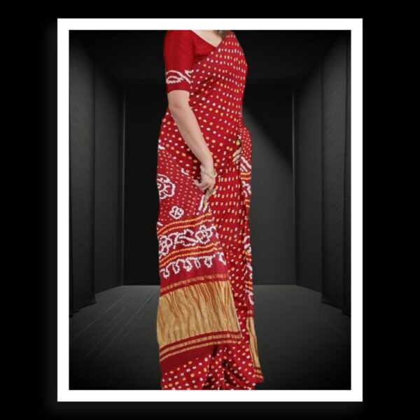 Wedding Red Pure GajiSilk Bandhani Saree