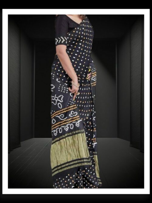 Wedding Black Pure GajiSilk Bandhani Saree