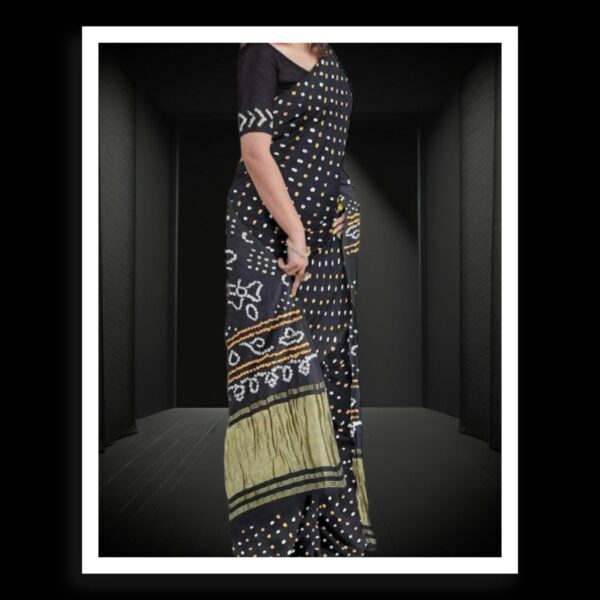 Wedding Black Pure GajiSilk Bandhani Saree