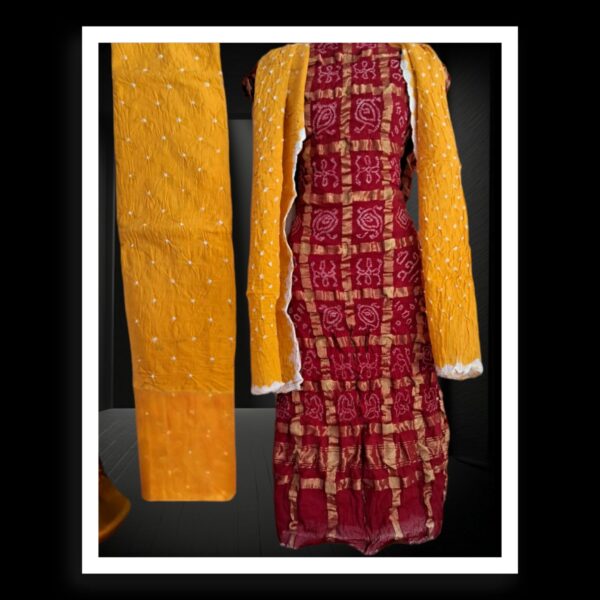 Maroon Golden Wedding Gharchola Dress Kala Cotton