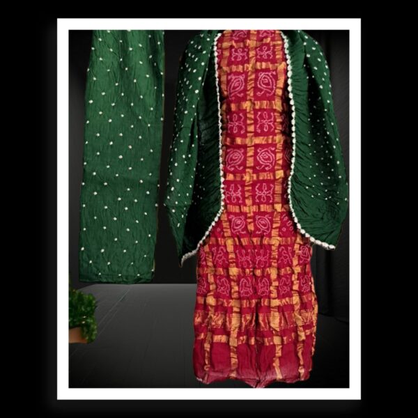 Marron Green Wedding Gharchola Dress Kala Cotton