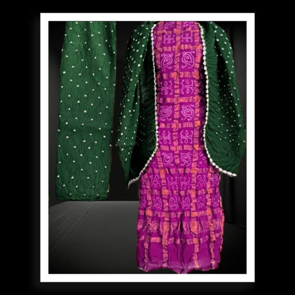 Magenta Green Wedding Gharchola Dress Kala Cotton