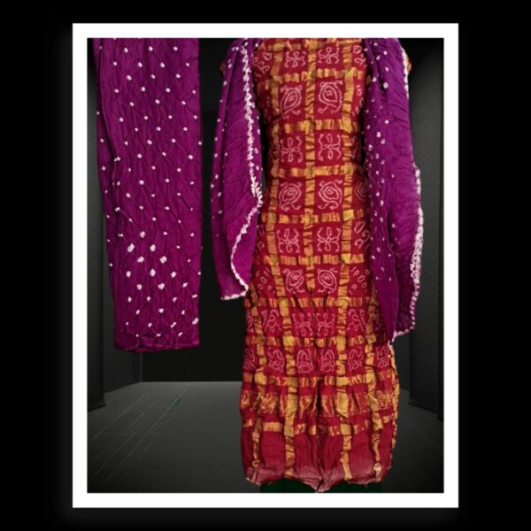 Red Magenta Wedding Gharchola Dress Kala Cotton