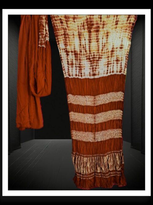 Rust Shibori Saree Pure Modal Silk