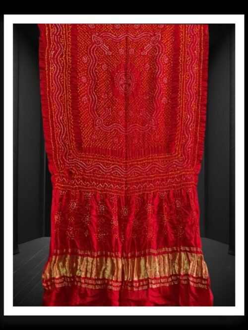 Red Bandhani Chandrakhani Dupatta Pure GajiSilk