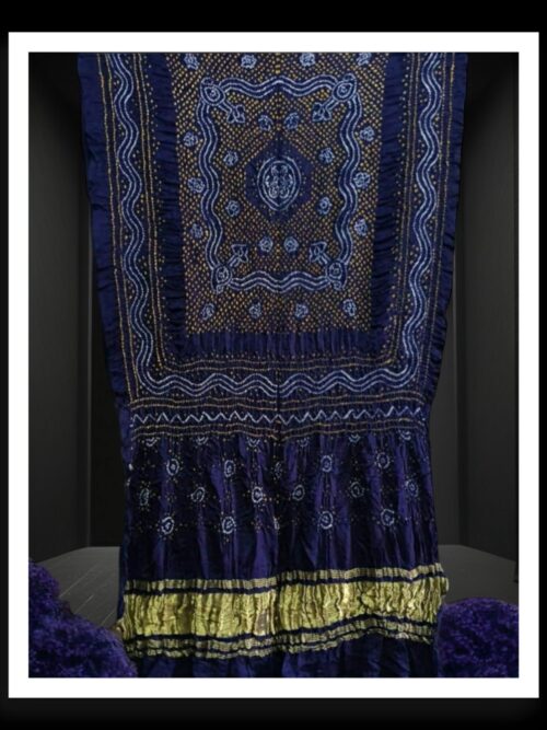 Navy Blue Bandhani Chandrakhani Dupatta Pure GajiSilk