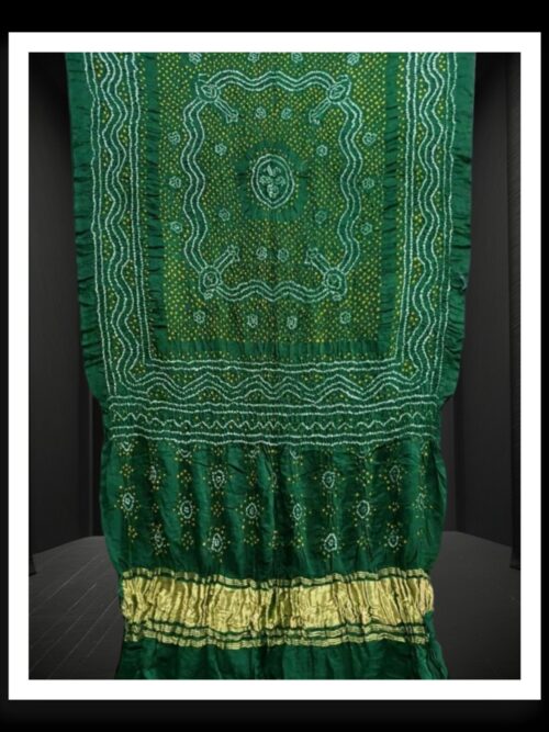 Bottle Green Bandhani Chandrakhani Dupatta Pure GajiSilk