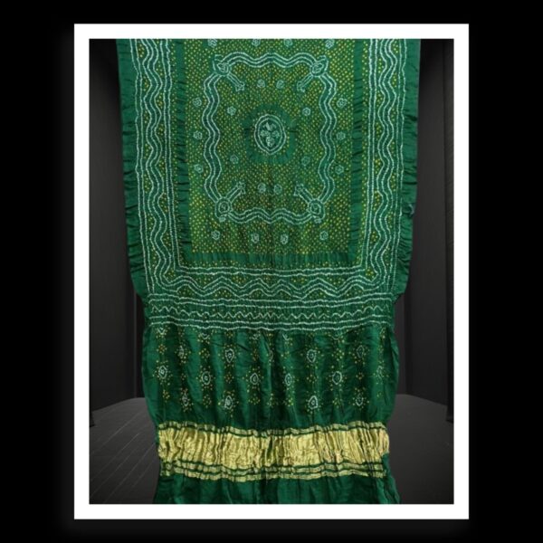 Bottle Green Bandhani Chandrakhani Dupatta Pure GajiSilk