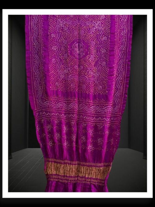Purple Bandhani Chandrakhani Dupatta Pure GajiSilk