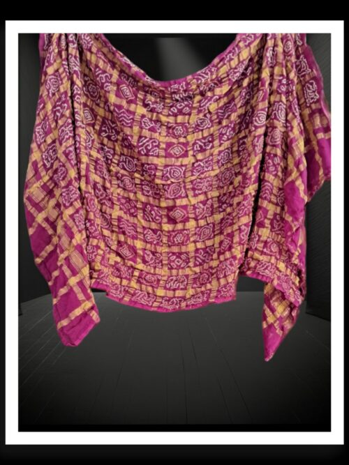 Pink Bandhani Gharchola Dupatta Kala Cotton