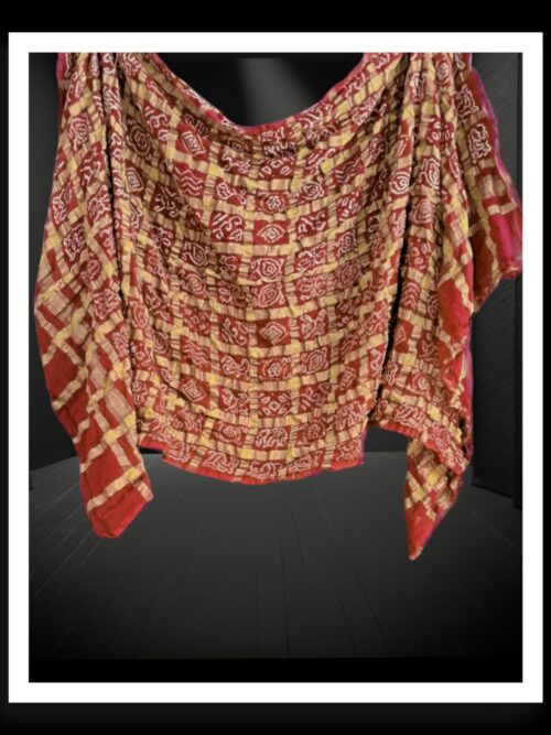 Maroon Bandhani Gharchola Dupatta Kala Cotton