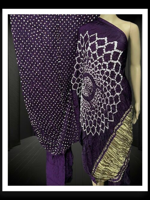 Dark Purple Bandhani Makdi Designer Modal Silk Saree