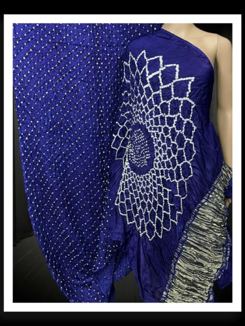 Navi Blue Bandhani Makdi Designer Modal Silk Saree