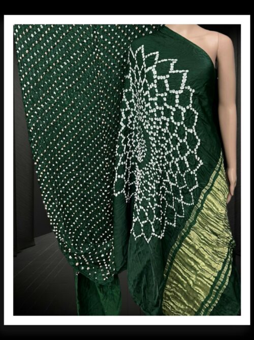 Green Bandhani Makdi Designer Modal Silk Saree