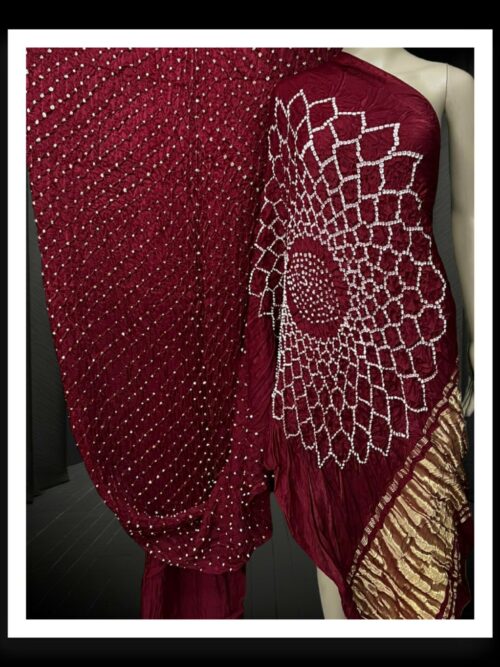Maroon Bandhani Makdi Designer Modal Silk Saree