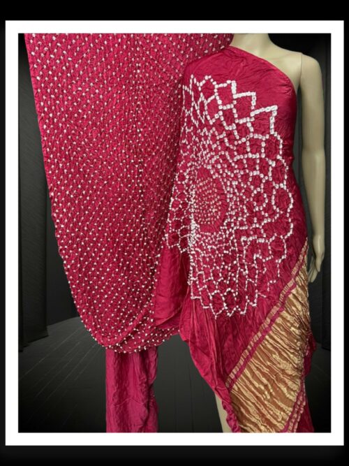 Dark Pink Bandhani Makdi Designer Modal Silk Saree