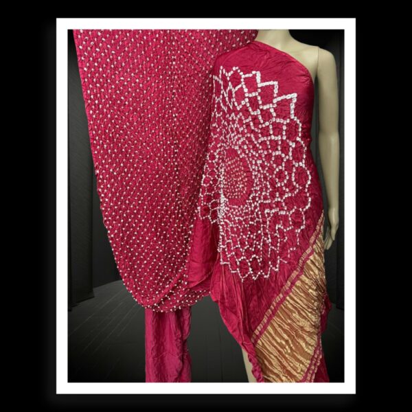 Dark Pink Bandhani Makdi Designer Modal Silk Saree