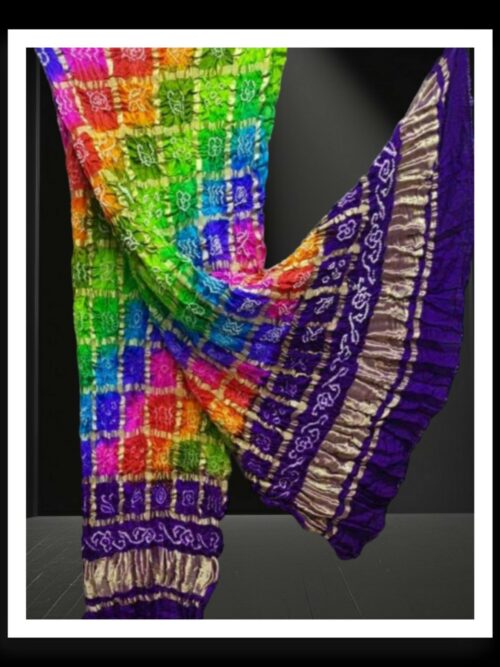 Multi Color Bandhani Gharchola Dupatta Pure GajiSilk