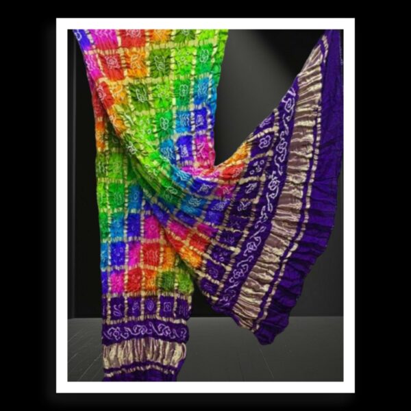 Multi Color Bandhani Gharchola Dupatta Pure GajiSilk