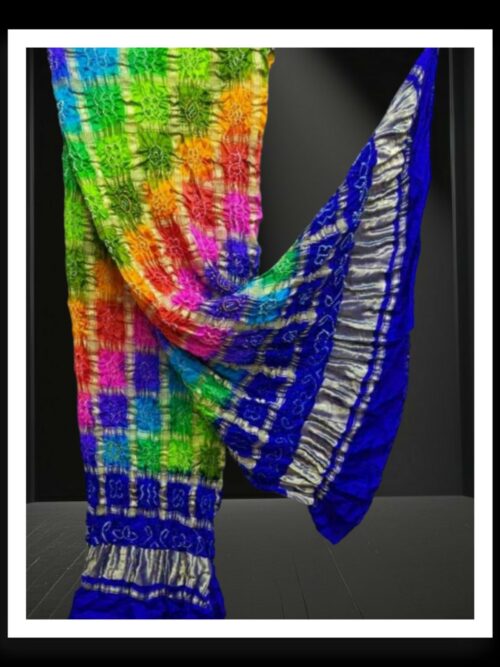 Multi Color Bandhani Gharchola Dupatta Pure GajiSilk