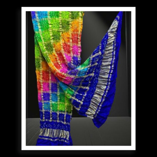 Multi Color Bandhani Gharchola Dupatta Pure GajiSilk