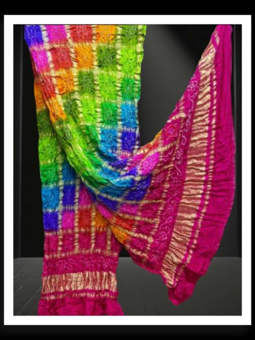 Multi Color Bandhani Gharchola Dupatta Pure GajiSilk