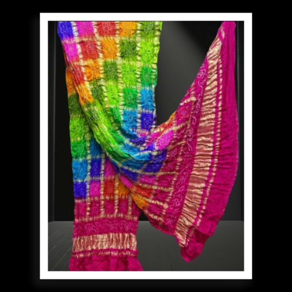 Multi Color Bandhani Gharchola Dupatta Pure GajiSilk