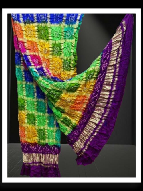 Multi Color Bandhani Gharchola Dupatta Pure GajiSilk