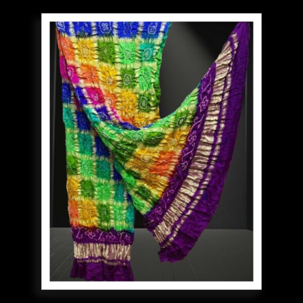 Multi Color Bandhani Gharchola Dupatta Pure GajiSilk