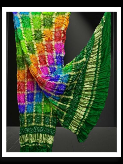 Multi Color Bandhani Gharchola Dupatta Pure GajiSilk